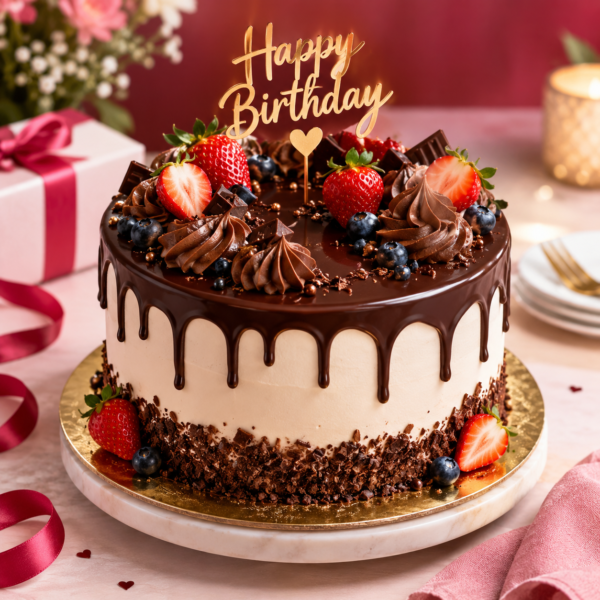 Chocolate Strawberry Celebration Cake