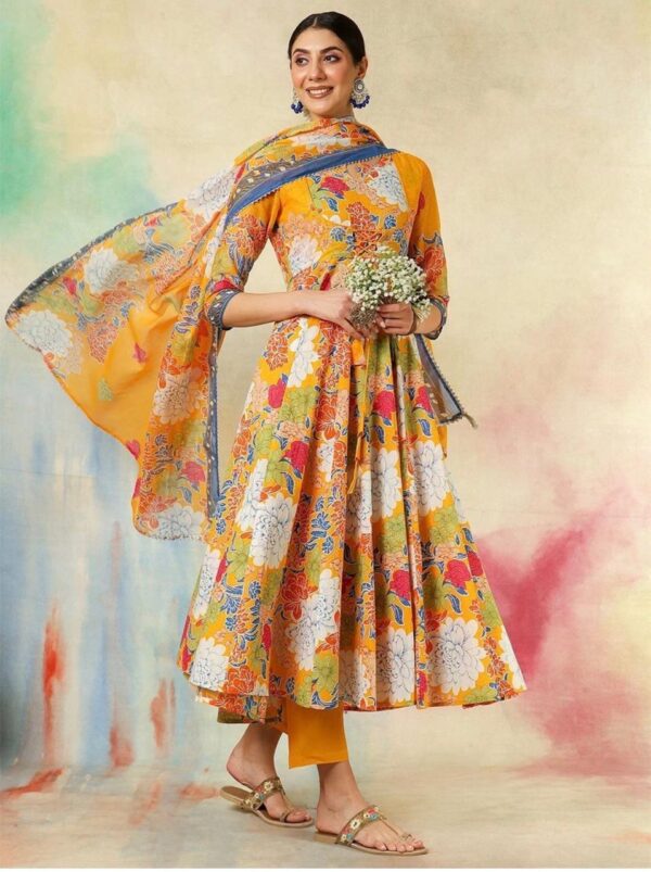 Women pure Cotton Kurta Palazzo Dupatta Set
