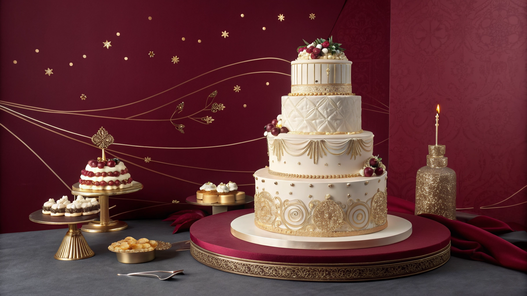 Extraordinary custom cake showcase with gold details